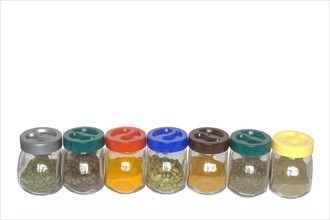 Jars with various exotic spices