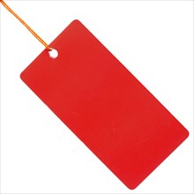 Red paper tag isolated on white background