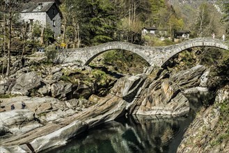 Old Roman bridge Ponte dei Salti over Verzasca