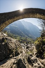 Old Roman bridge Ponte dei Salti over Verzasca