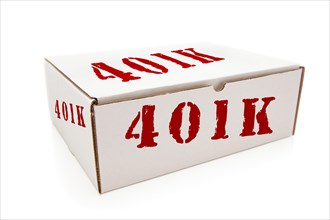 White box with the 401K on the sides isolated on a white background