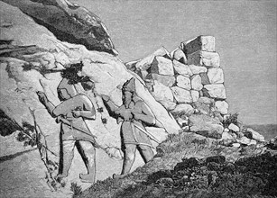 Stone relief of two Hittite warriors