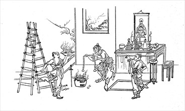 Taoist priests performing an incantation
