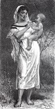 Woman with baby in her arms