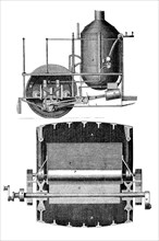 Konstruktionszeichnungen der Dampftraktionsmaschine von Simon Stevens