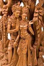 Rama and his wife Sita of Hindu mythology wood carving