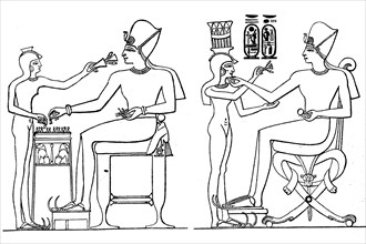 Depiction from the domestic life of Ramses III the King playing a board game