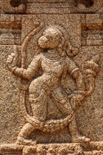 Bas relief depicting Hindu god Hanuman in Achyutaraya Temple