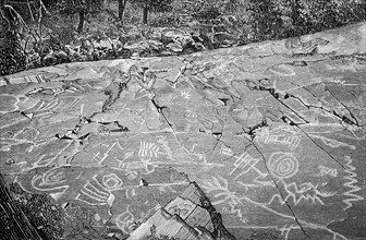 Hieroglyphs in the canyon of the Yuba River in 1880
