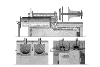 Zeichnung einer Maschine oder eines Apparates zur Herstellung von Papierbrei aus Stroh