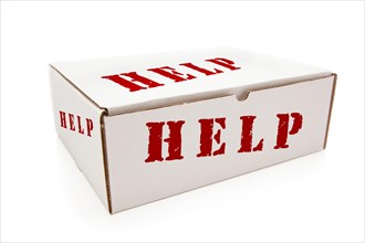 White box with the word help on the sides isolated on a white background