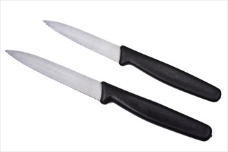 Two kitchen knives isolated on white background