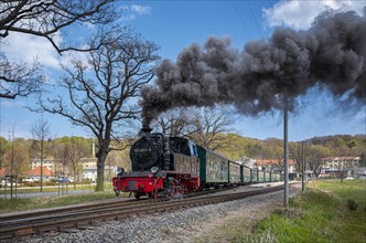 The historic railway Rasender Roland on the holiday island of Ruegen