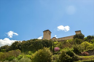 Castle complex on the Rocca Albornoziana castle hill in Spoleto