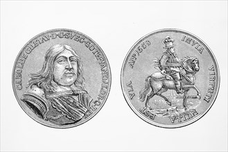 Silver commemorative coin on the march of King Charles X Gustav of Sweden