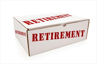 White box with the word retirement on the sides isolated on a white background