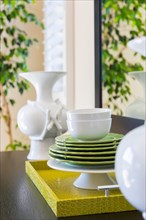 Apple green accents decorative dining abstract in home