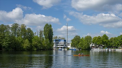 Service building of the Water Police West on the Havel near Spandau