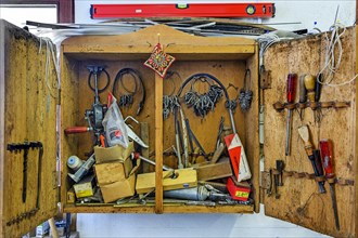 Tool cabinet in a saddlery in Allgaeu