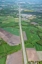 Aerial view Bundesautobahn A1 motorway exit