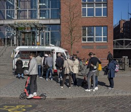 Mobile ice cream vendor in Hamburg's Hafencity