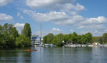 Service building of the Water Police West on the Havel near Spandau