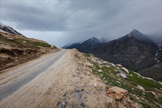 Road in Himalayas near Rohtang La Pass. Himachal Pradesh