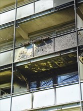 Fire damage after fire in apartment block