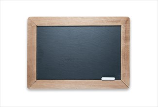Blank slate black chalk board with chalk isolated on A white background