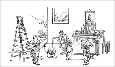 Taoist priests performing an incantation