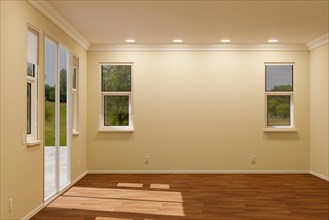 Newly remodeled room of house with finished wood floors