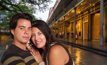 Happy hispanic couple enjoying an evening in new orleans