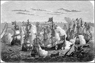 Battle of the Luebeck-Danish fleet against the Swedes between Oeland and Gotland