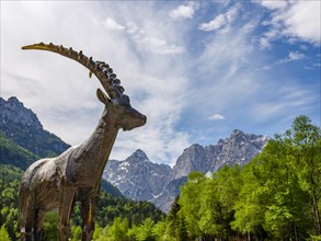 Ibex sculpture at Jasna Lake near Kranjska Gora