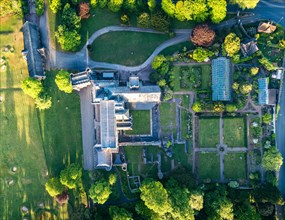 Top Down view over Torre Abbey Castle and Gardens from a drone