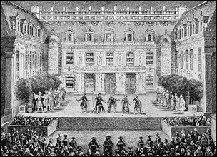 First performance of the opera Alceste by Jean-Baptiste Lully in the marble courtyard at Versaille
