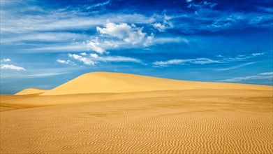 Panorama of White sand dunes in desert on sunrise