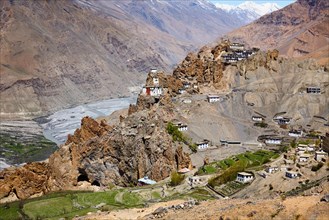 Dhankar Gompa Monastery and village in Himalayas