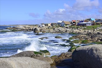 Village on rocky coast