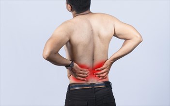 Person with back problems on isolated background