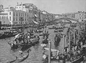 Ruderwettbewerb der Gondolieri auf dem Canal Grande in Venedig