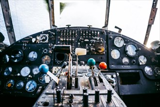 Retired cockpit levers antonov an-2 aircraft
