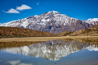 Dhankar Lake in Himalayas. Spiti Valley