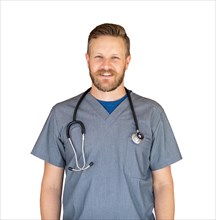 Caucasian male nurse isolated on white