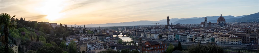 View of Florence in front of sunset from Piazzale Michelangelo
