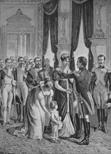 Napoleon verabschiedet sich von seiner Frau und seinem Kind