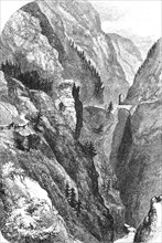 The Valley of the Via Mala around 1880 in Switzerland