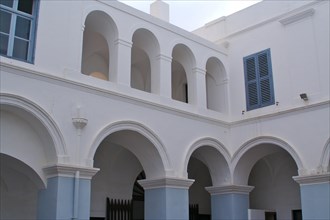 Monastery courtyard in santorini Greece