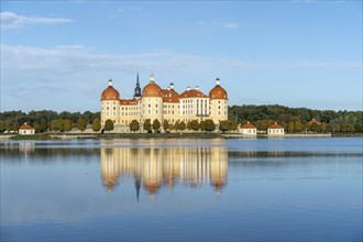 Hunting Lodge Moritzburg Castle with reflection in the castle pond