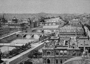 Die Bruecken von Paris ueber die Seine im Jahre 1887